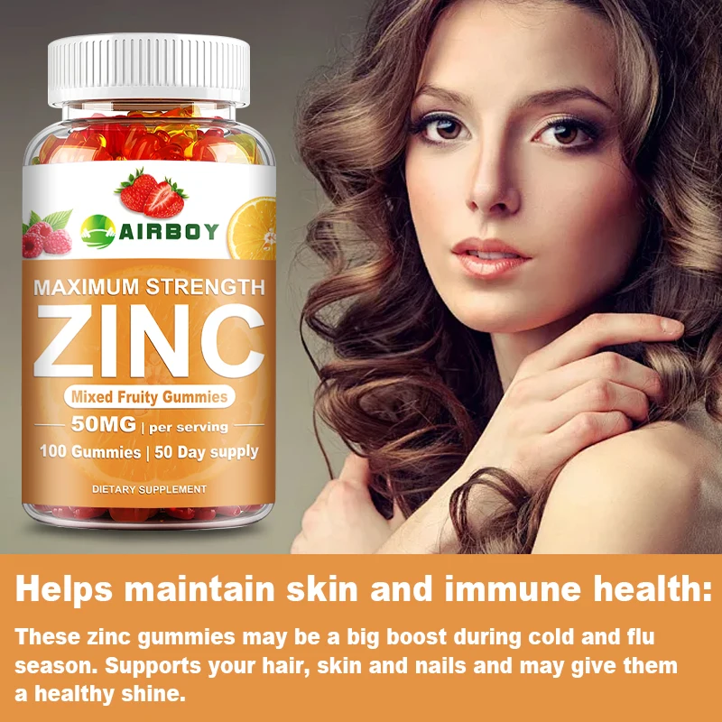 Zinc 50mg Gummies - Supports Healthy Skin, Nails and Hair and Boosts Immunity