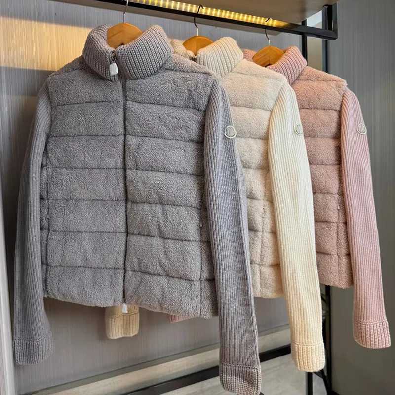 Autumn Winter New Women's Soft Faux Mink Fur Knit Cardigan Stand Collar Double Zippers Long Sleeve Sweater