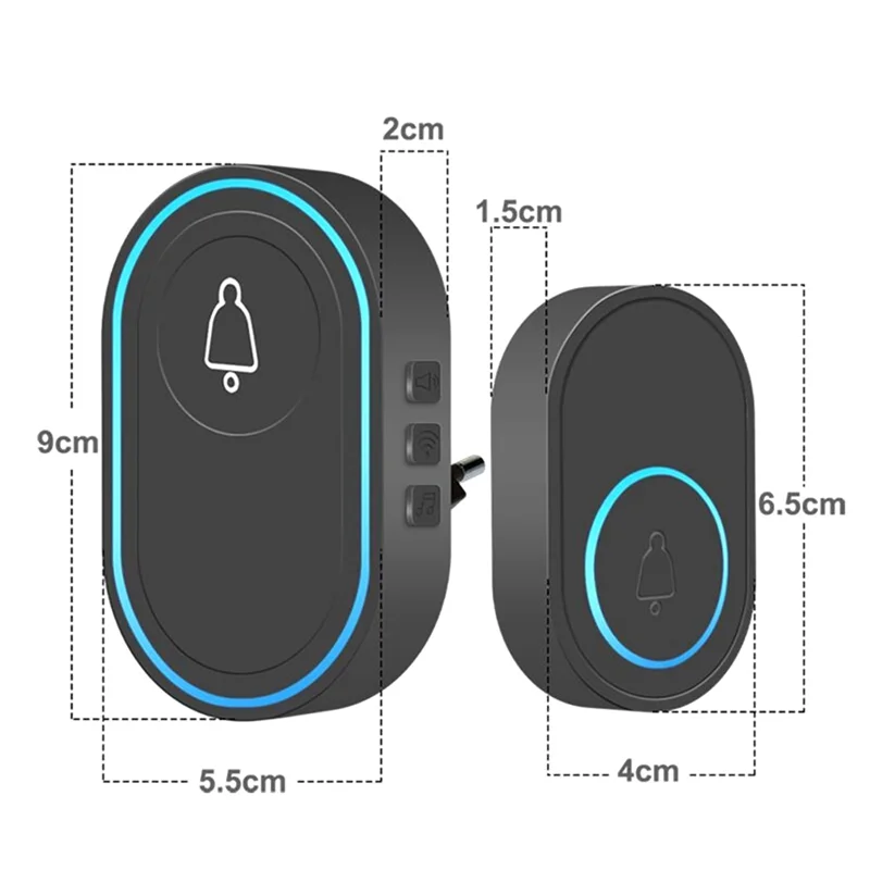 Timbre inalámbrico inteligente, timbre de bienvenida para el hogar, timbre de puerta inteligente resistente al agua, botón de emergencia resistente al agua, enchufe estadounidense duradero