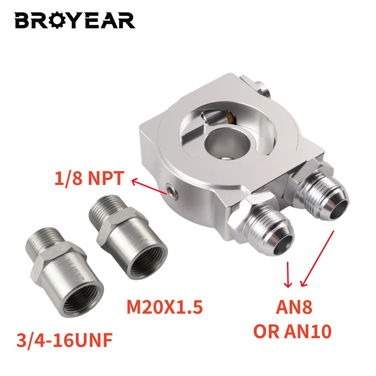Broyear High Quality Aluminum AN8 AN10 Oil Cooler Sandwich Plate Filter Adapter Turbo Thermostat Oil Sender Adapter
