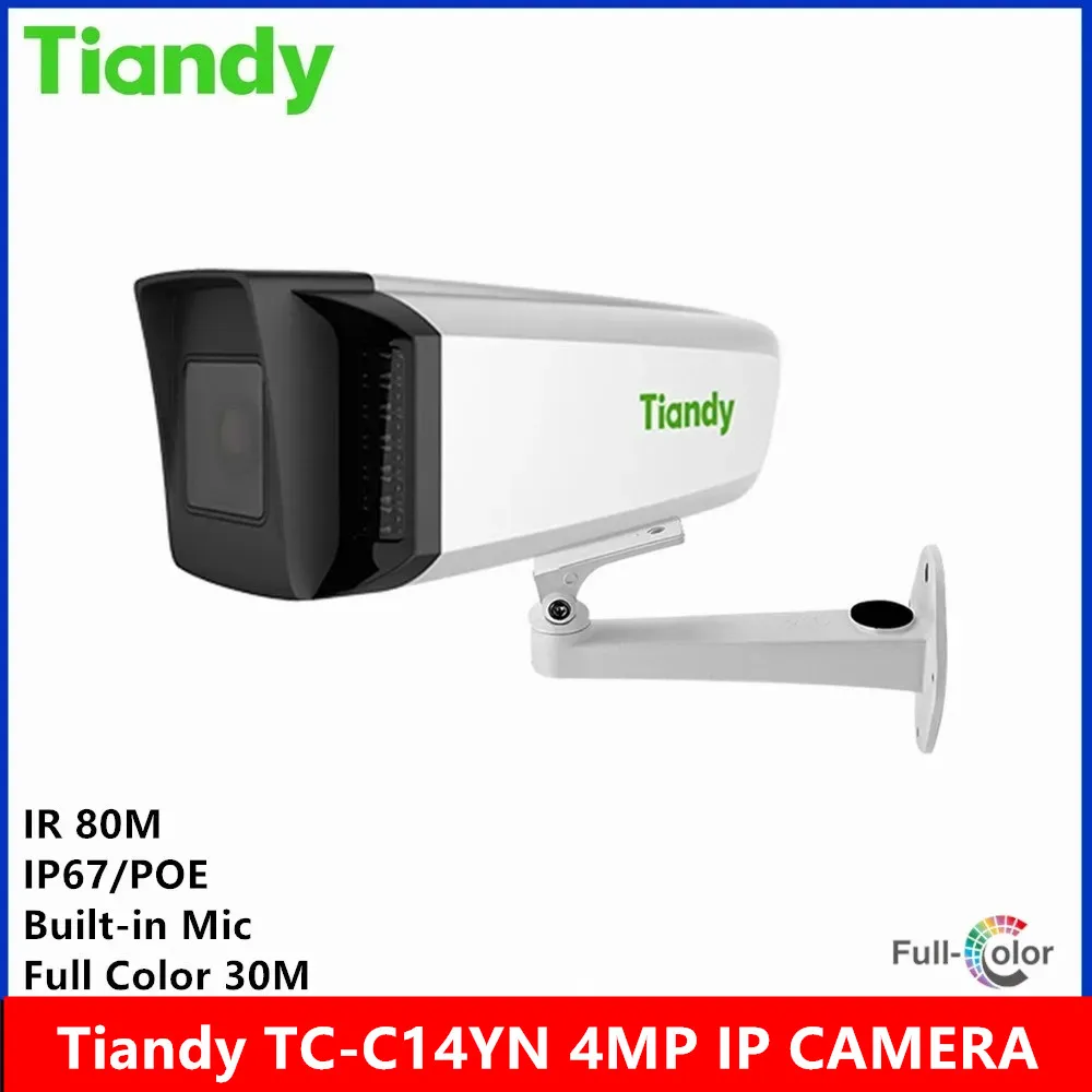 Tiandy brand TC-C14YN 4MP POE built-in MIC IP67 Super starlight IR 80meter & 24 hours full Color video Bullet ip Camera