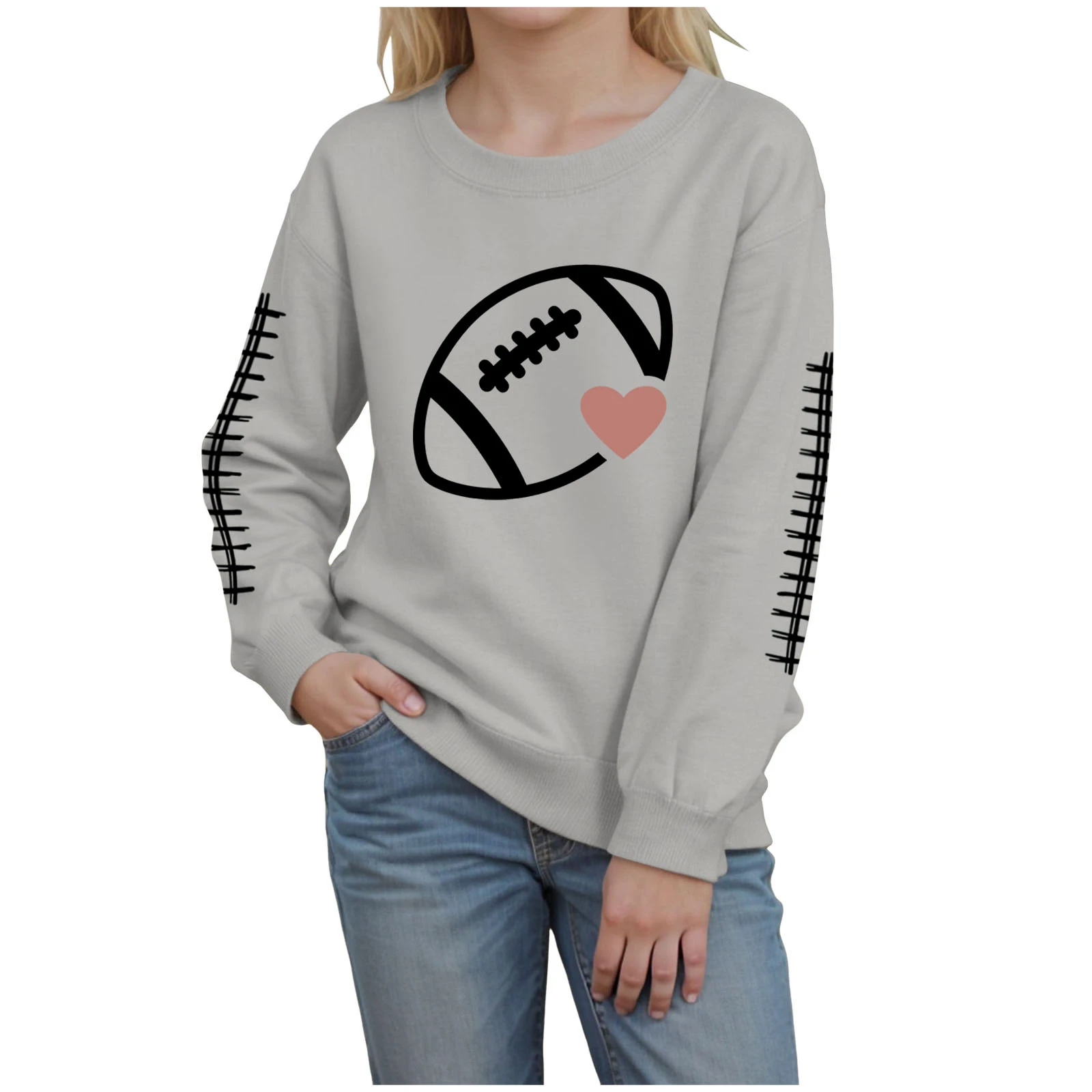 

Little Boy Sweatshirt Football Sweatshirt For Girls Graphic Print Sunday Casual Long Sleeve Crewneck 2025 Juniors Sweatshirt