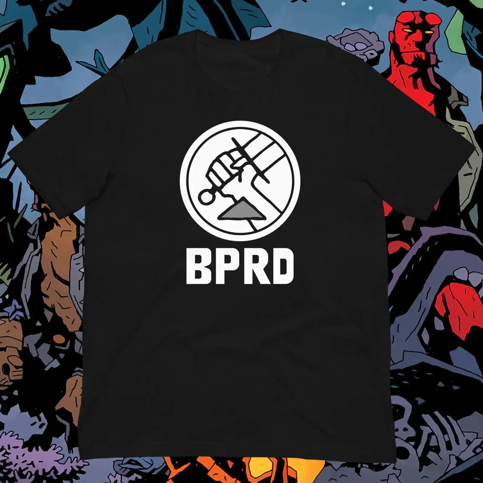 B P R D T Shirt Mignola Variant vintage Washed streetwear Soft Top For Everyday Wear homme Unisex Stretched Stylish Breathable