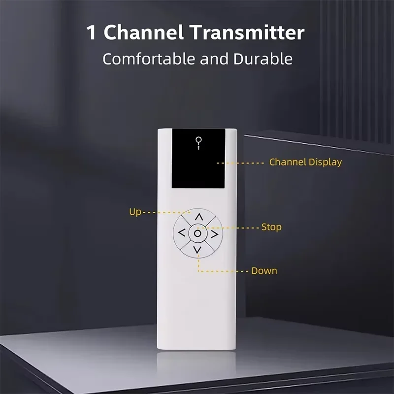 AC114-1 Electric Curtain Remote Control Single Channel RF433 Wireless Transmitter Replacement for A-OK Motor with Easy Pairing