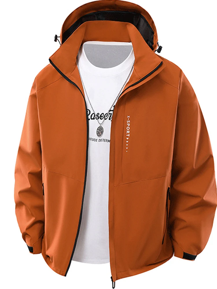 플러스 사이즈 방풍 아웃도어 등산 재킷 봄 가을 신상 캐주얼 스포츠 후드 코트 남성 청소년용 폴리에스터 섬유