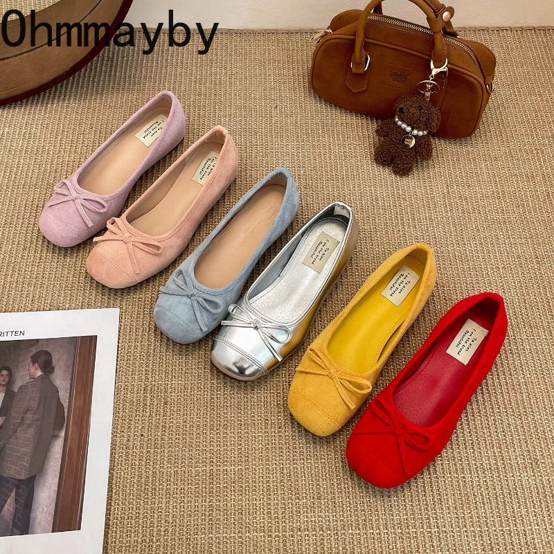 

Designer Butterfly-knot Women Square Toe Shoes 2026 Spring Autumn Ladies Casual Slip On Soft Sole Dress Flats Mary Jane Shoes