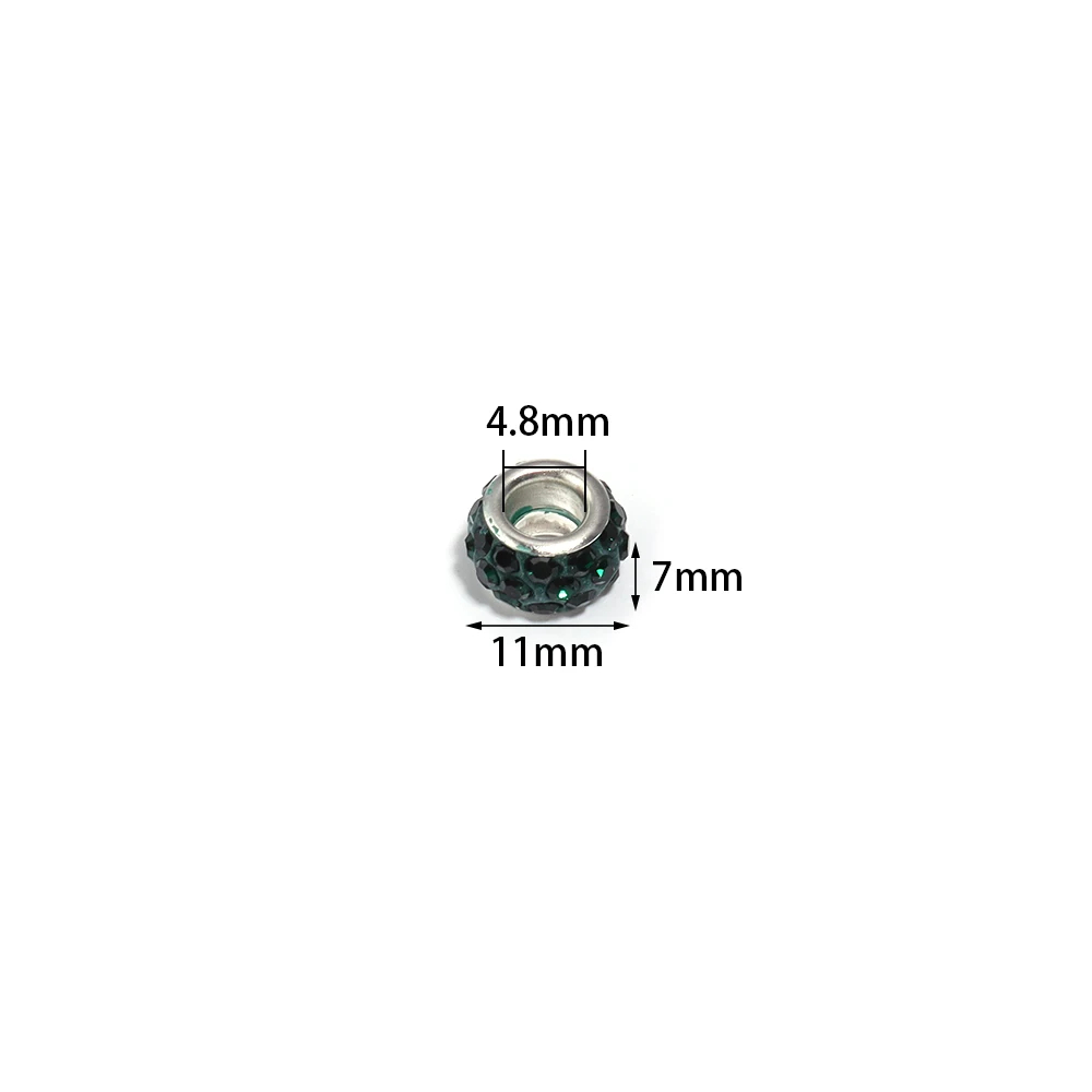 20Pcs 11mm Rhinestone Polymer Clay Beads Round Big Hole Loose Spacer Beads for DIY Jewelry Making Bracelets Necklace Accessories