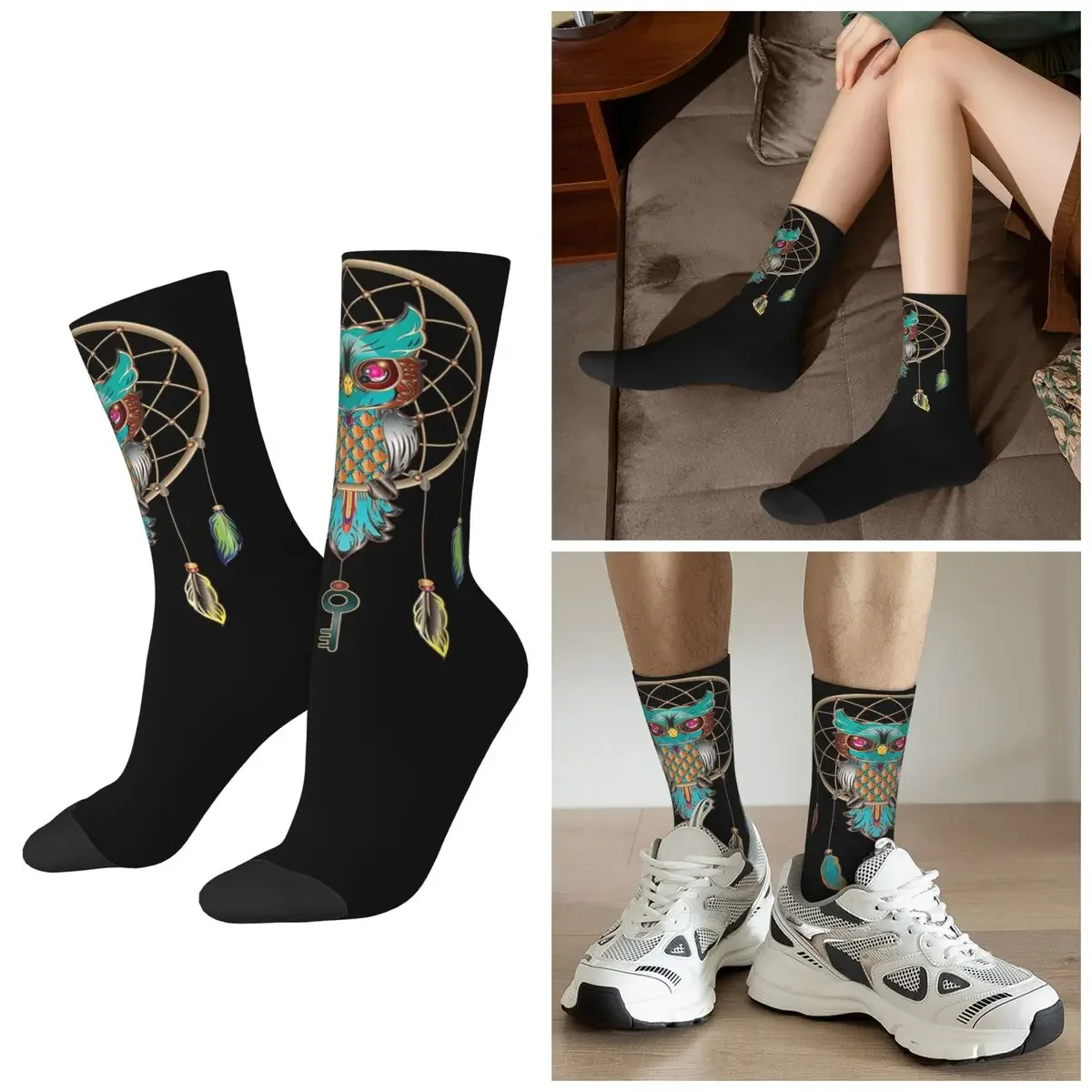 

Носки All Seasons Native Mandala Owl American Socks Harajuku, модные носки для мужчин и женщин, подарки на день Святого Валентина