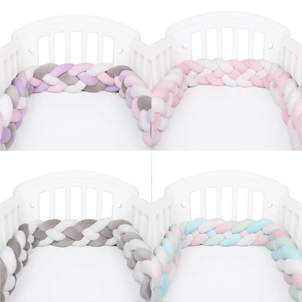 Baby Bed Bumper Infant Newborn Cotton Crib Arm Leg Fence Protector Room Cradle Pillow Braid Knot for Boys Girls