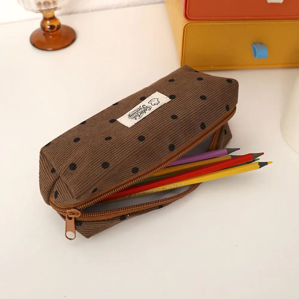 

Новая сумка для ручек в горошек, большая вместительная студенческая сумка для канцелярских принадлежностей, многофункциональная сумка для хранения, чехол для ручек, органайзер для канцелярских принадлежностей