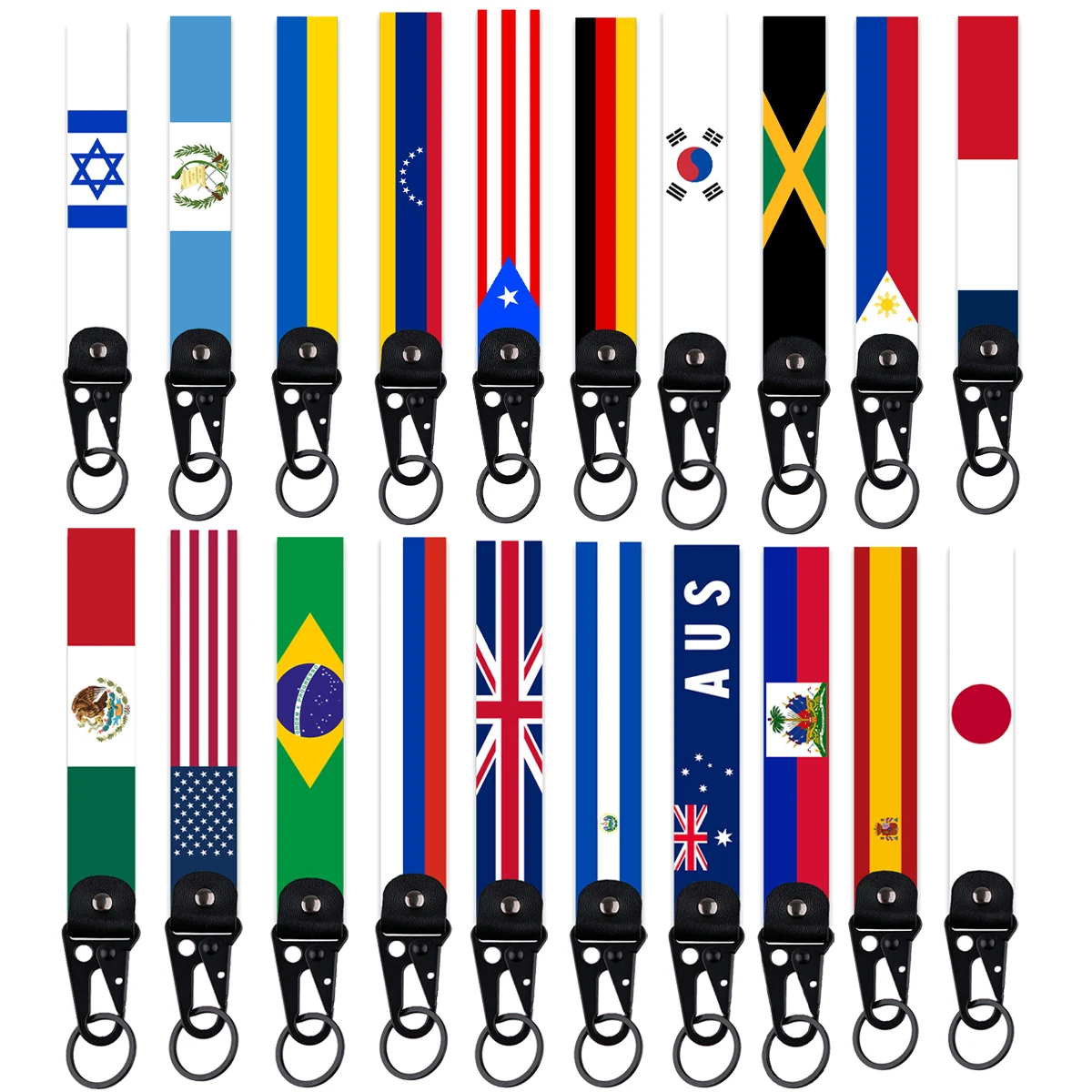 National Flag Keychain for Car Motorcycles Country Flags Short Lanyard Tags Wrist Straps Keyring Accessories Chaveiro Jewelry