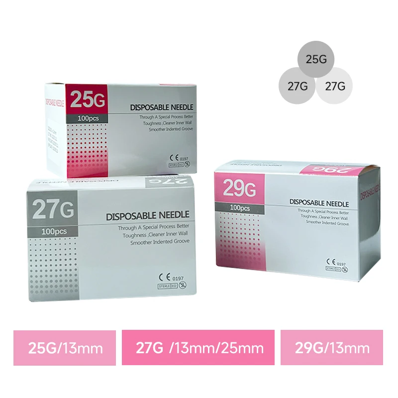 

100pcs/box Hot Sell 27G 13mm Needle Disposable Stainless Steel 25G 13MM 29G 13MM Needles