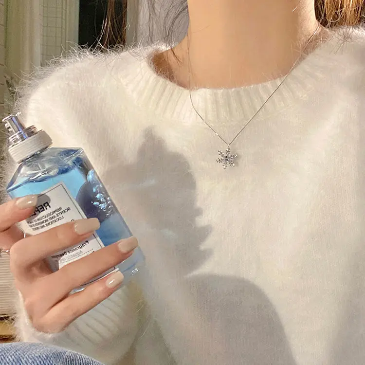 ندفة الثلج سترة قلادة كريستال الزركون قلادة العصرية قابل للتعديل سلسلة للنساء الفتيات الشتاء مجوهرات هدية الملحقات #2