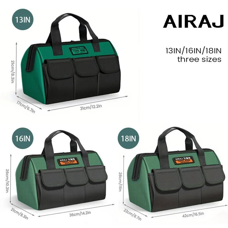 AIRAJ 3pcs 1680D Green Oxford Cloth Tool Bag Professional Electrician Wrench Waterproof Working Organizing Storage Tool Bag