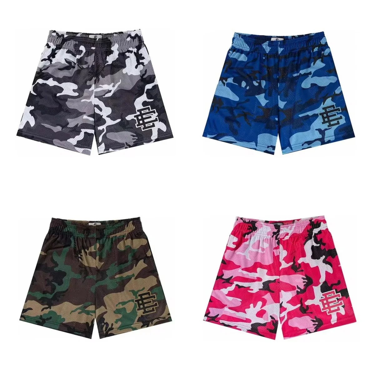 New summer Eric Emanuel EE camouflage mesh shorts classic print fitness shorts men\'s fitness basketball sports beach shorts