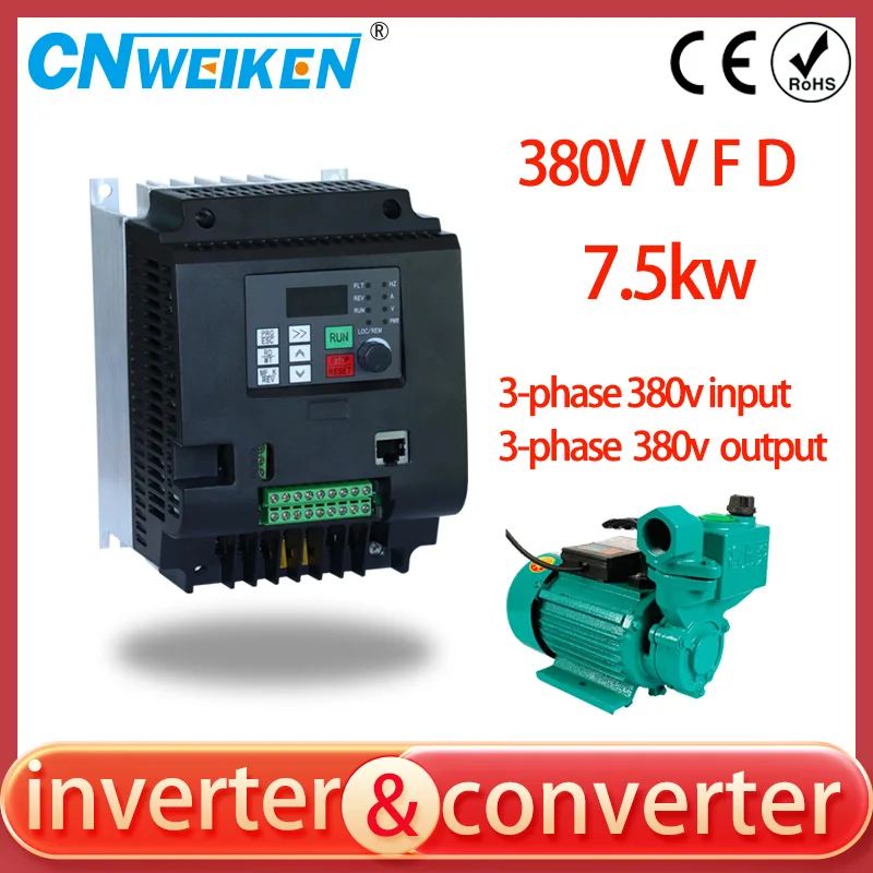 

380V 7.5KW AC 4KW/5.5KW/11KW VFD Variable Frequency Drive 3 Phase Speed Controller Inverter Motor Frequency Inverter