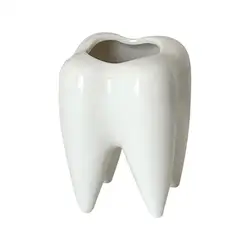 Portapenne in ceramica a forma di dente divertente portapenne contenitore per odontoiatria organizzatore da scrivania forniture per cliniche Creative per bambini muslimate