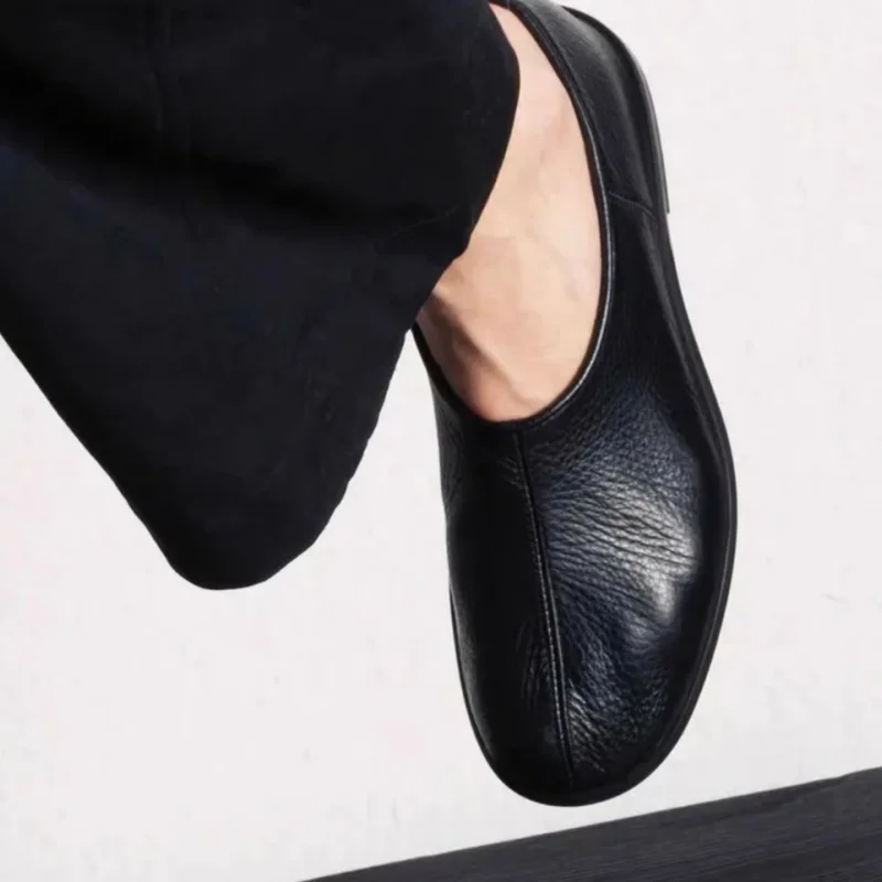 Pleated Shoes for Ladies Round Toes Flat Heels Shallow Female Ballets Sewing Lines Zapatos Mujer Leather Chassure Femme Solid