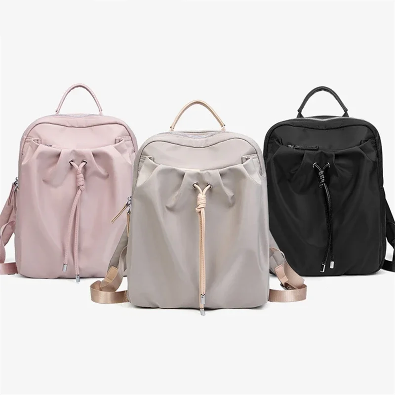 Fashion Backpack Female Korean Version of Tide Schoolbag Oxford Canvas Small Backpack for College Students Pink Black