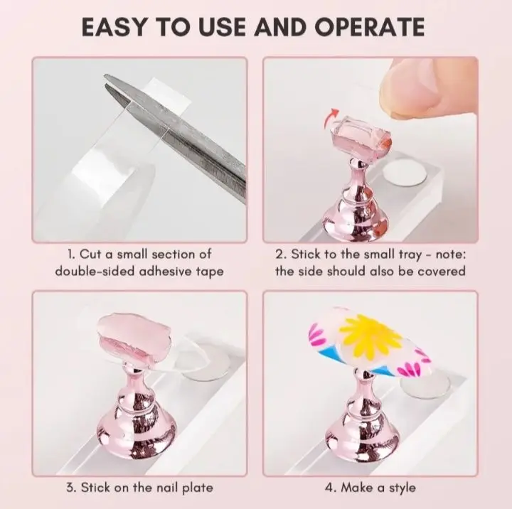 5pcs Nail Holder False Nail Tip Practice Stand Crystal Base Magnetic Holder Nail Art Display For Art Salon DIY & Practice Tools