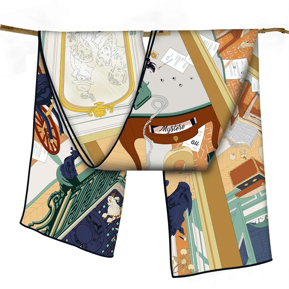 

150CM 40CM Long Shawls Luxury Twill Scarf Woman Scarves for Neck Hair Accessories Bag Belt Decoration Christmas Gift