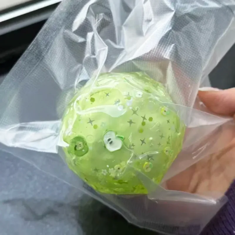 Handmade Green Apple Stress Ball Sensory Toy Knead Popping Crunch ASMR Sound Squeeze Decompression Toy for Office Desk Decor