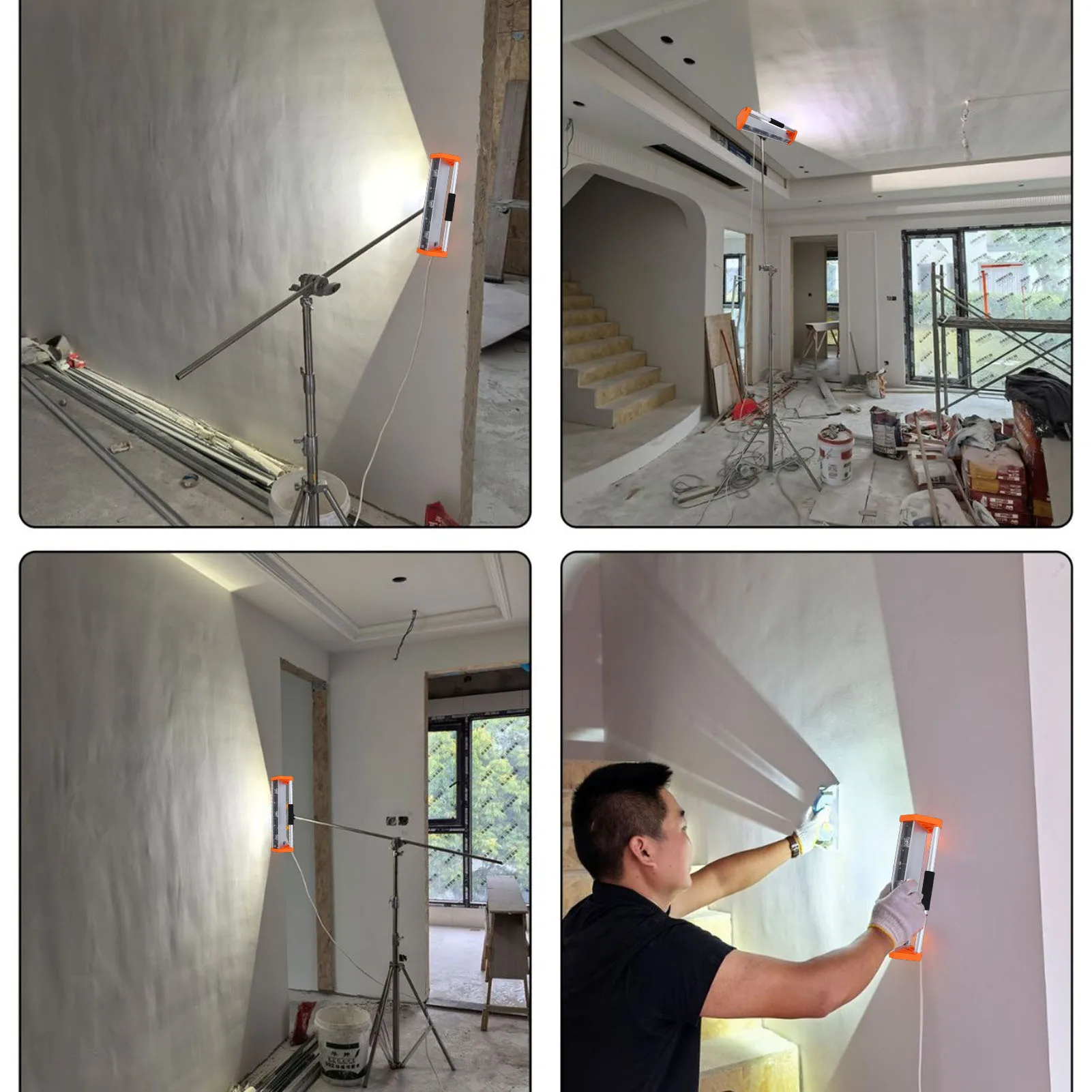 Wall Inspection Light 3 LED Beads Acceptance Lamp for Wall Polishing Finishing Auxiliary 120°x5° Irradiation Angle 2600LM