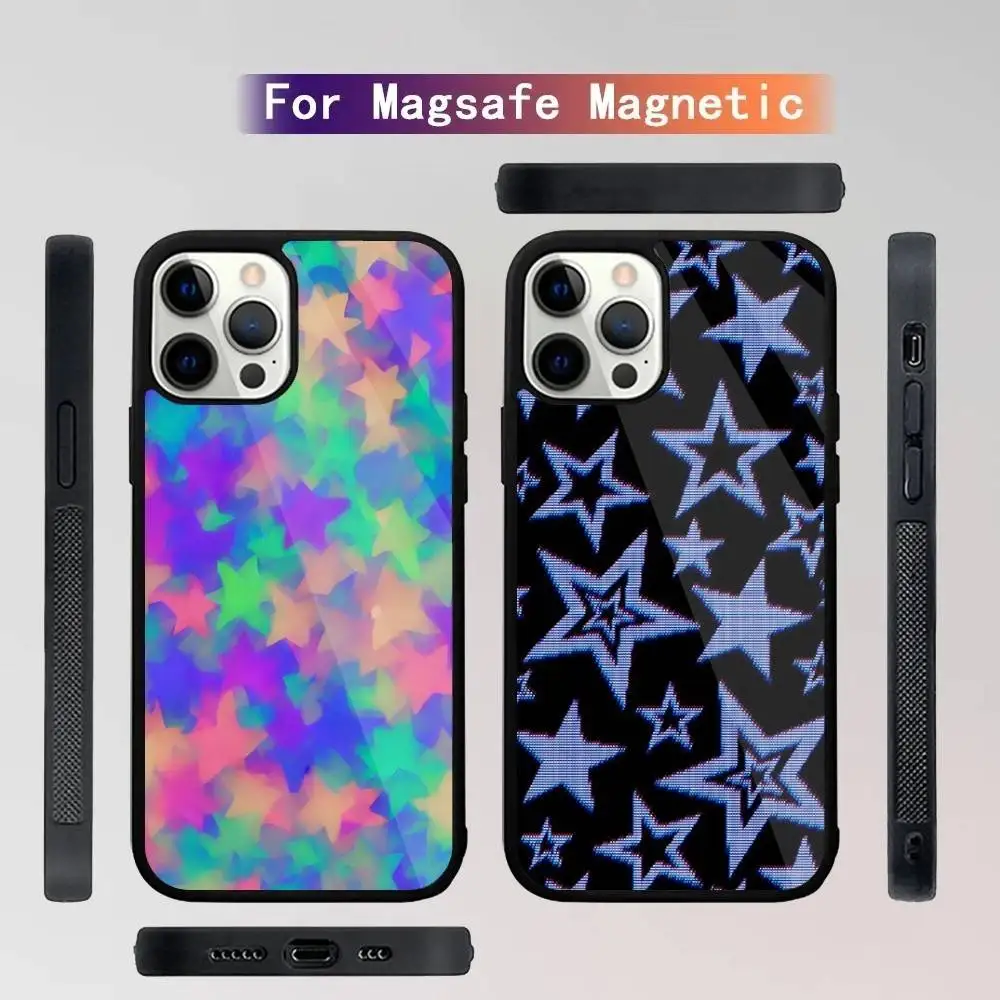 

Colorful Star Phone Case For iPhone 16,15,14,13,12,11,Plus,Pro,Max Mini Magsafe Magnetic Wireless Charging