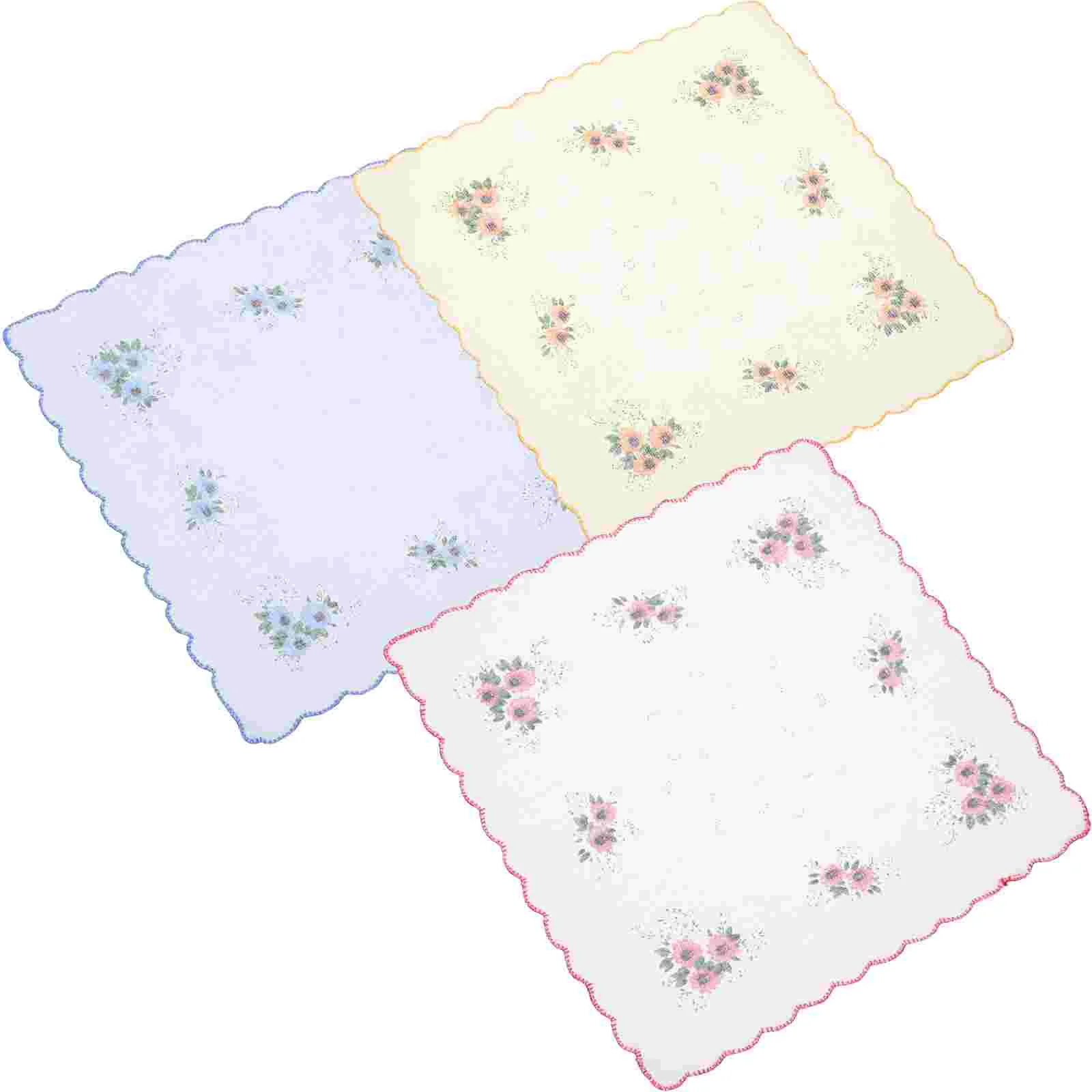 12 Pcs Women's Handkerchief Floral Prints Ladies Handkerchiefs Clutch Purses for Flower Cotton