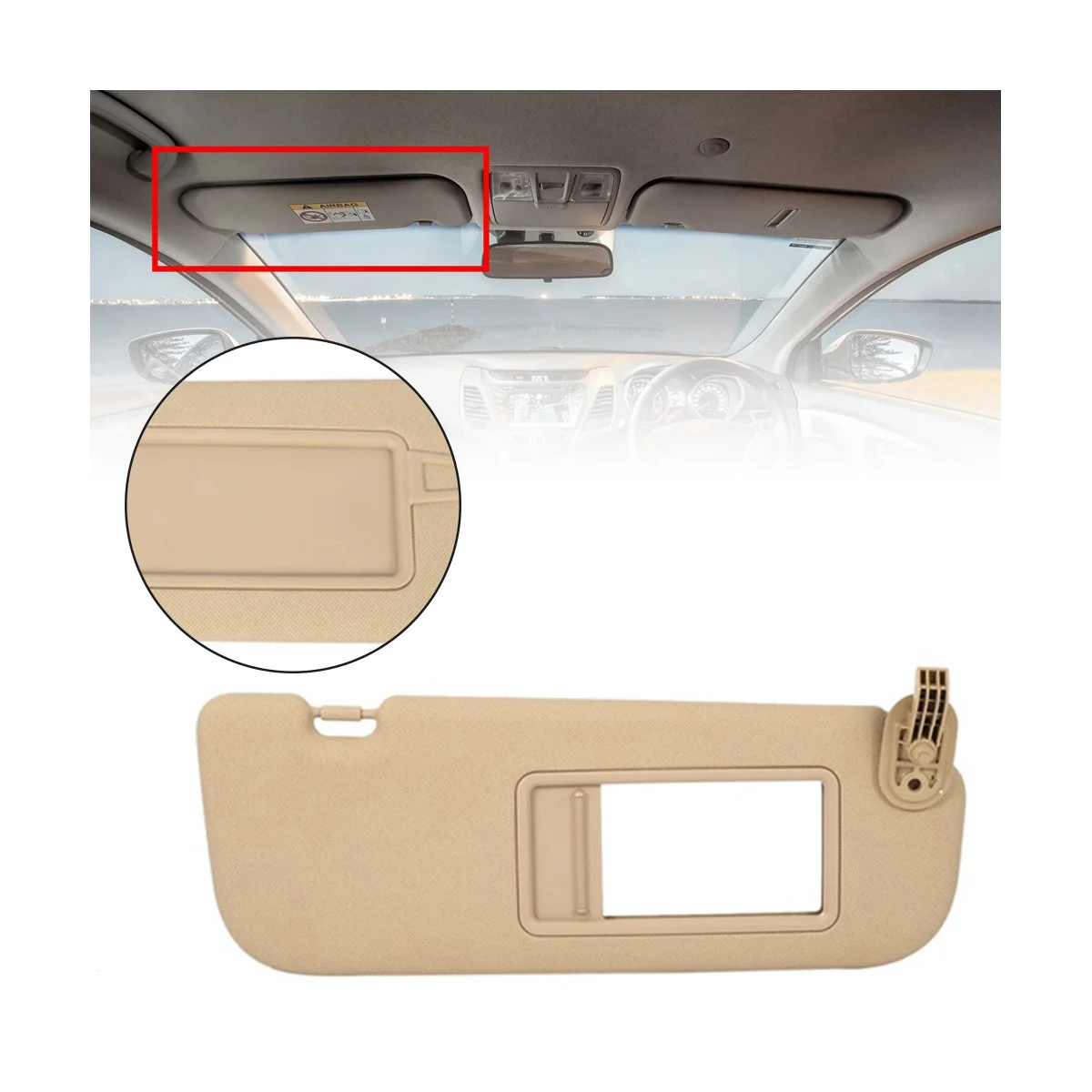 Car Visor Replacement for 2011‑2015 Accessories ,Beige 852203X000TX Right