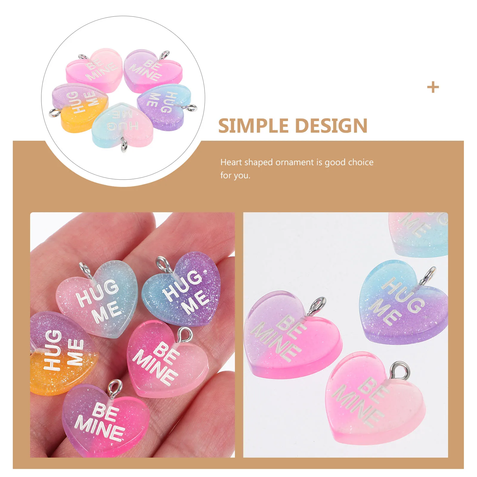

30 Pcs Heart Shaped Resin Pendant Blue Pink Gradient Charm Diy Jewelry Making Supplies Bracelet Accessories Craft Decor