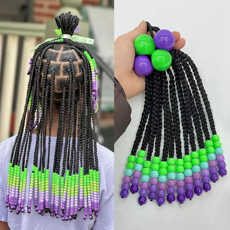 New Arrival Twist Braids with Beads Kids Ponytail with Beads and Bow Kids Braided Ponytail with Beads