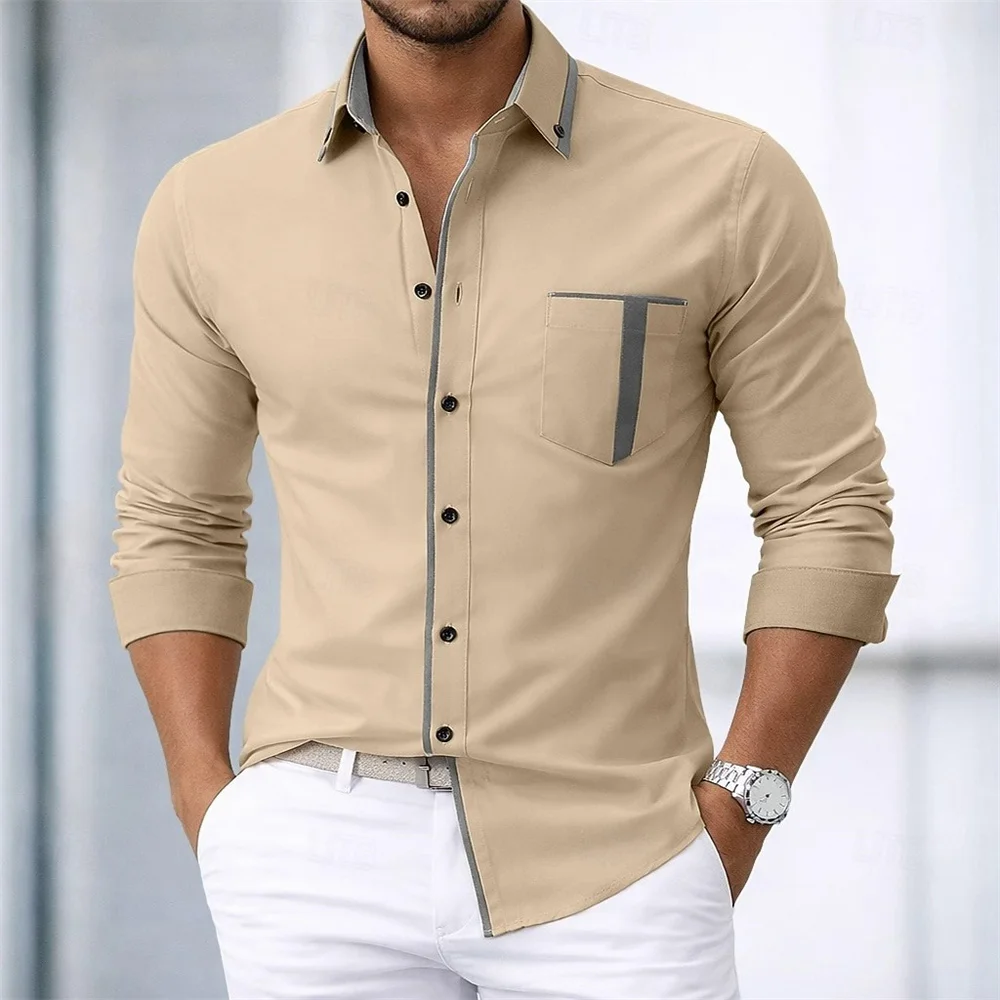 Men's Long Sleeved Shirt, Elegant Design, Button up Shirt with Decorative Pocket, 11 Color Shirt Available All Year Round