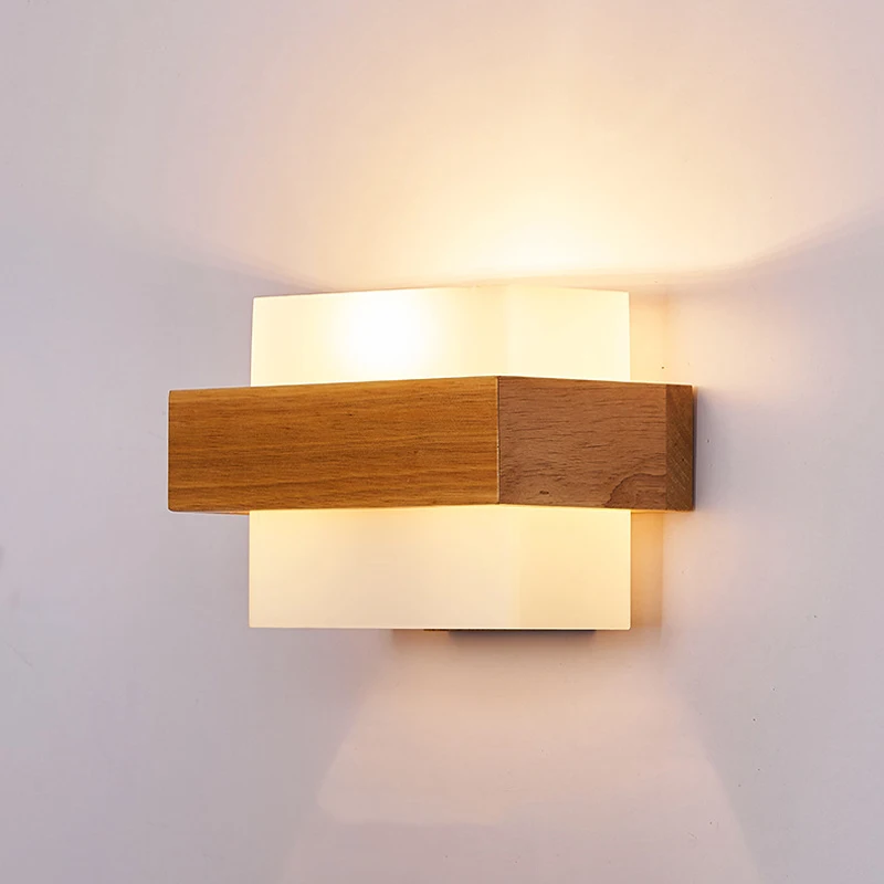 Modern Simple Sconce Wall Lamp Nordic Living Bedroom Foyer Reading Wood Lighting Bedside Aisle Home Indoor Background Wall Light