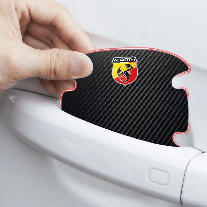 Adesivo de fibra de carbono para maçaneta de porta de carro, 4 unidades, resistente a arranhões, para Abarth FIAT Punto 500 Tipo Stilo Palio Bravo Doblo Panda
