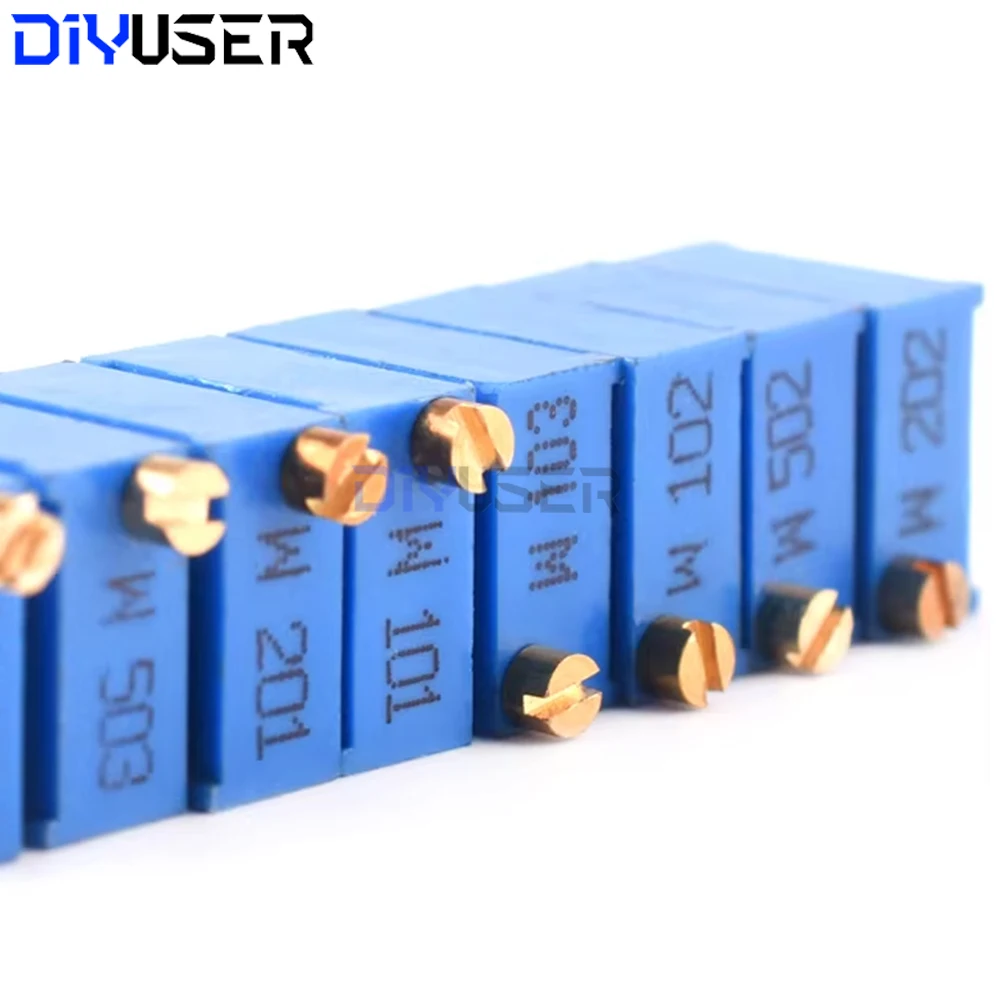 10PCS 3296 potentiometer Kit High Precision 3296W Variable Resistor 100R -1M 200R 500R 1k 2k 5K 10K 20K 50K 100K 200k 500k