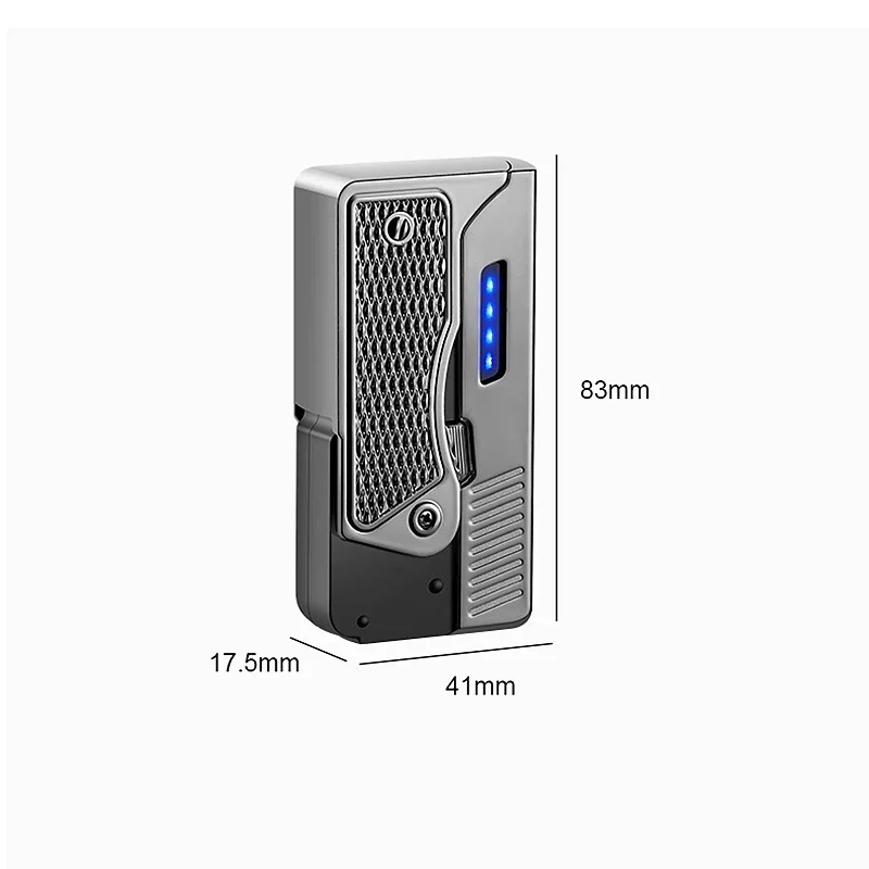 new Mini Creative Folding Double Flame Pistol Lighter Outdoor EDC Pneumatic Electric Dual Arc Wind proof Igniter (with Giftbox)