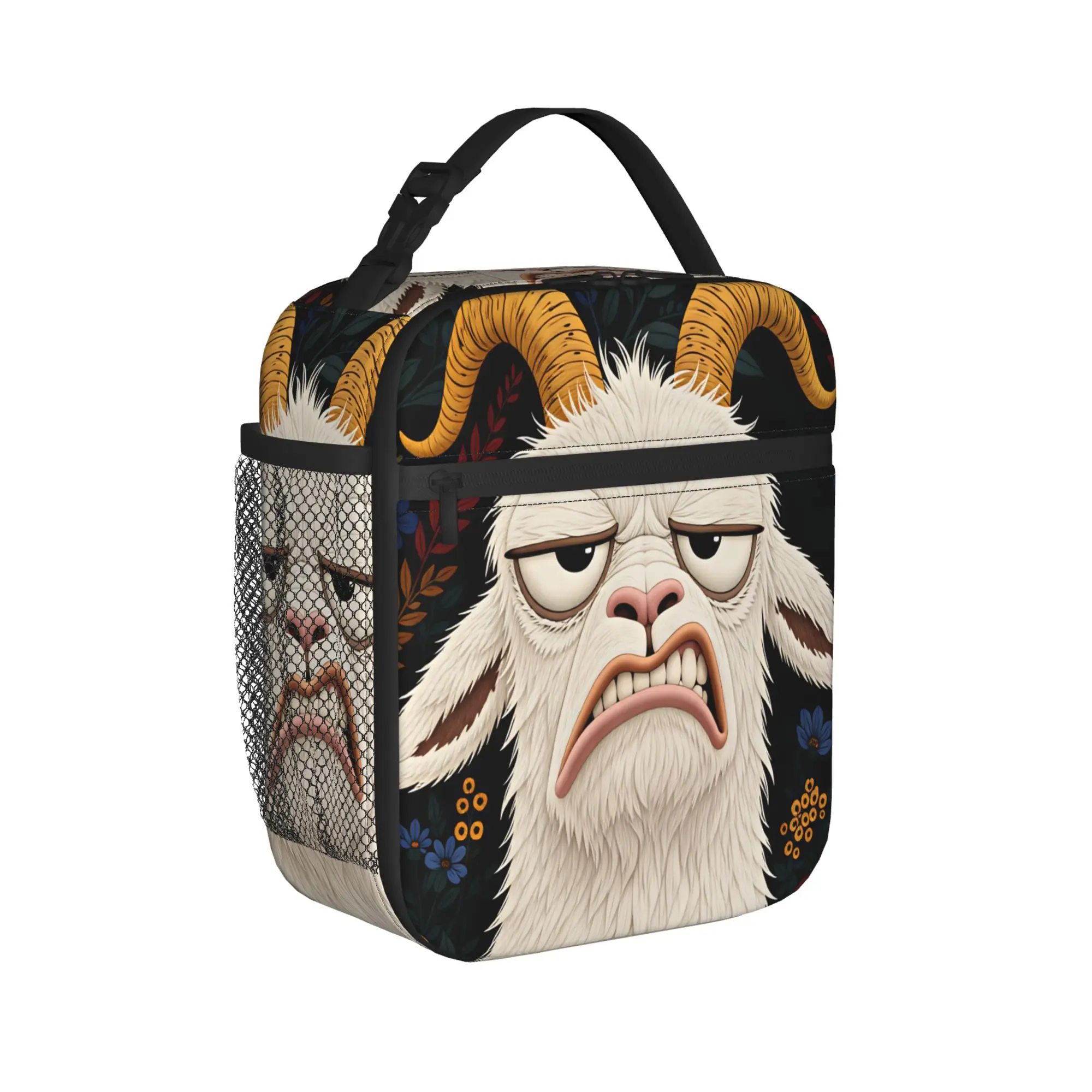 Screaming Goat  Lunch Bag  Travel Lunch Box For Unisex Funny Print Thermal Tote Handbags Oxford Portable Zipper Cooler Bag