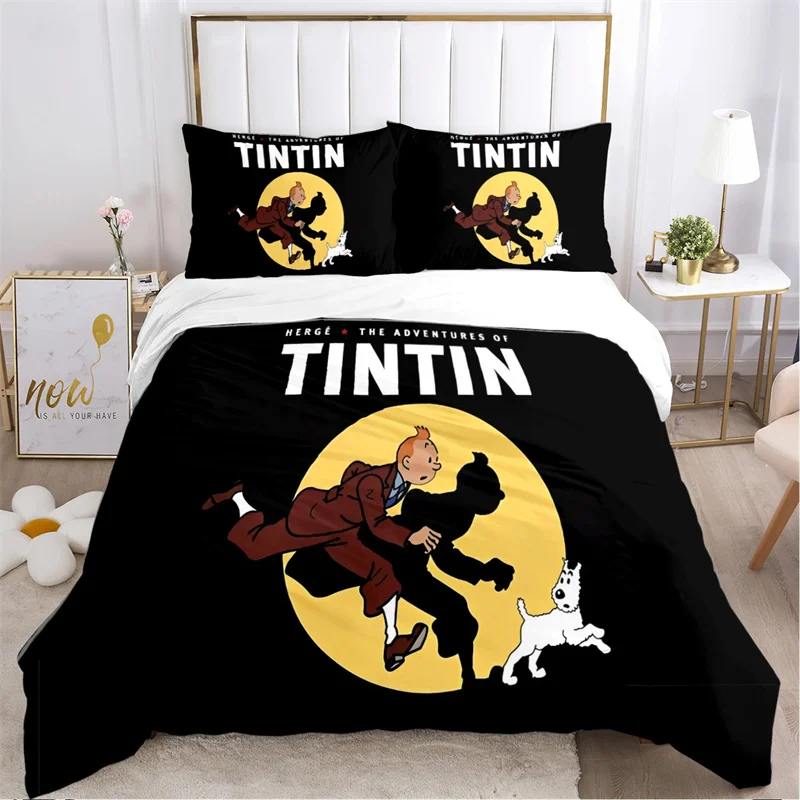 Cute T-Tintines Cartoon Funny All Season Duvet Cover Bedding Sets Soft Quilt Cover and Pillowcases Teen Single/Double/Queen/King