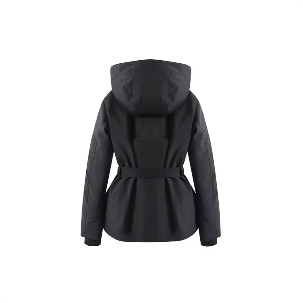 

Women's Warm Cotton-Padded Jacket Slim Fit Lace-Up Waist Ski Series Fashion Simple European American Style Outerwear