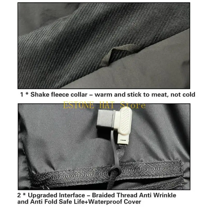 49MF vestes chauffantes isolées avec capuche unisexe 3 contrôles température vêtements d'extérieur chauffants électriques