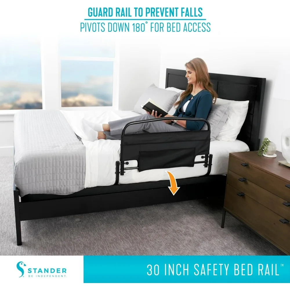 30-Inch Safety Bed Rail with Padded Pouch for Adults and Seniors, Fits King/Queen/Full/Twin Beds, ASTM Approved