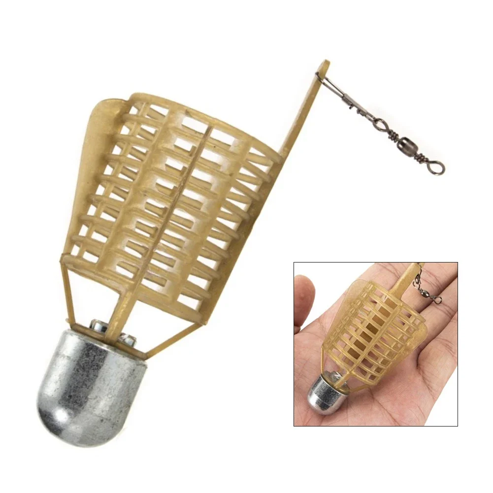 1 Pc Fishing Bait Feeder 25/35/45/55g ABS Load Bearing Iron Head Fixed-point Bait Feeder European Style Fishing Accessories