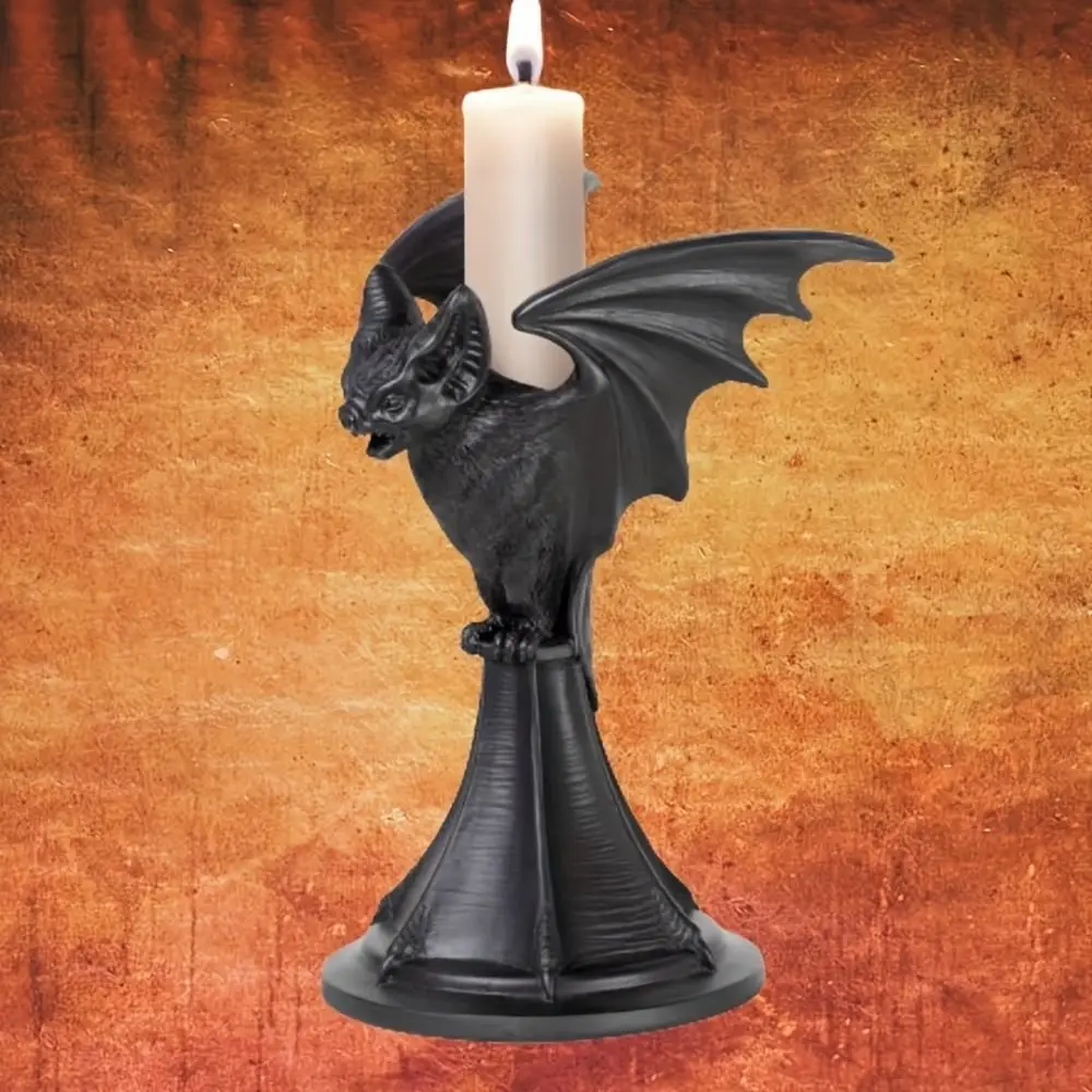 Classic Resin Crafts Halloween Bat Candlesticks Handmade Animal Shape Resin Animal Sculpture Fadeless Gothic Candle Holder Home