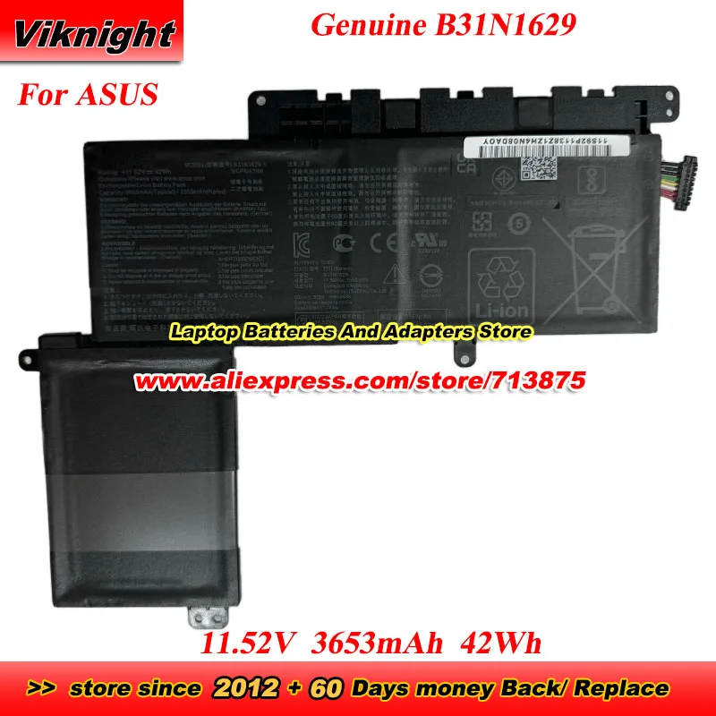 

Genuine B31N1629 Battery 3ICP5/57/81 for Asus E203M E203N E203MA E203MAH E203NAH 7PHK E203NAH-FD080T laptop 11.52V 3653mAh 42Wh