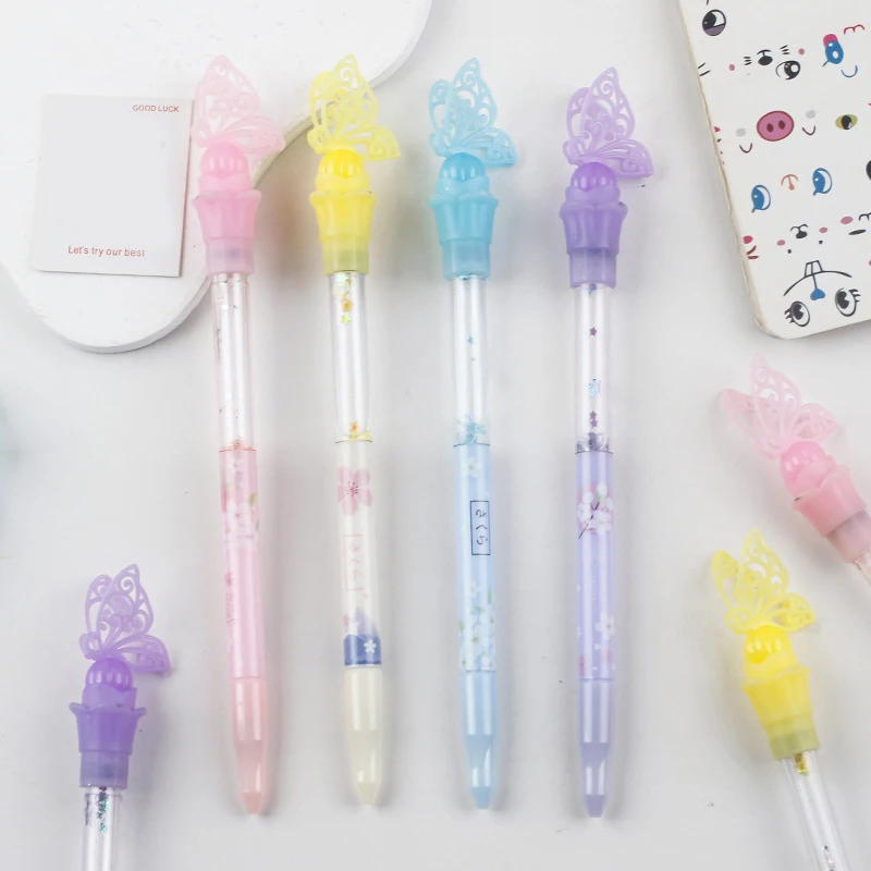 Cartoon Exquisite Butterfly Glitter Pen Student Stationery Cute Neutral Pen Office Supplies Creative Fashion Exam Pens Gifts