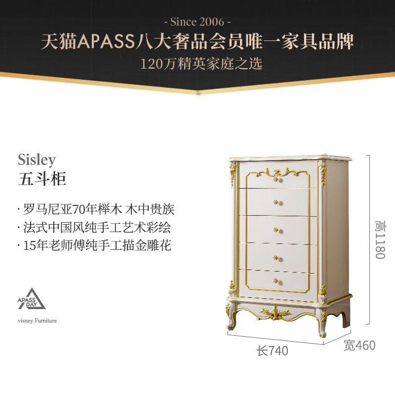 French-style Chest of Drawers European-style Villa Living Room Solid Wood Chest of Drawers Comodas Con Cajones Muebles De Salon