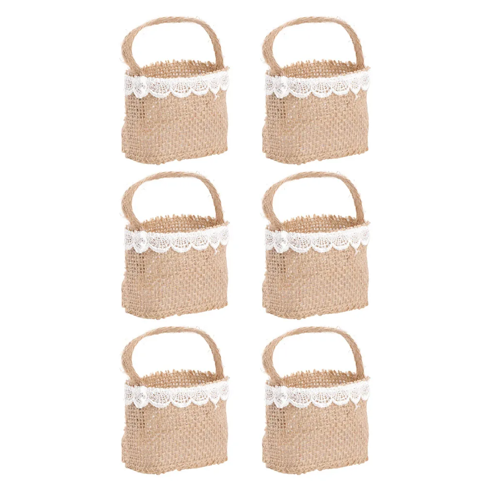 

6 Pcs y Bag Linen Material Durable Storage Burlap C y Bag Wedding Storage Pouch Pouch Romantic Party Ceremony Gift Packaging