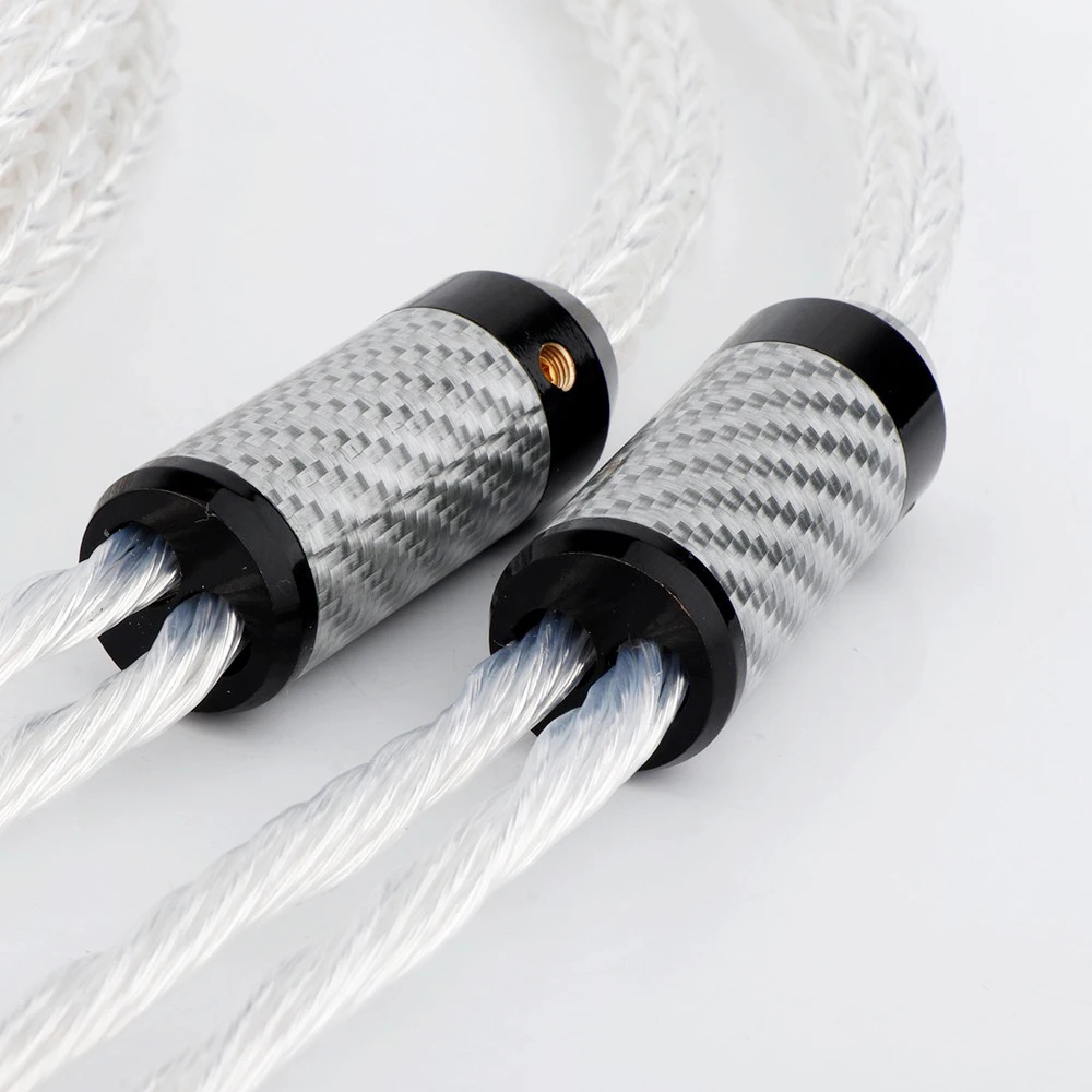 シルバーメッキスピーカーケーブル,hifiスピーカーケーブル,バナナプラグ,カーボンファイバー,ロジウムメッキ,8ag occ,ハイエンド