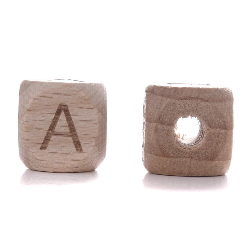 50Pcs 12mm Square Wooden Alphabet Beads English A-Z Personalized Name Letter Beads for Baby Nursing Pacifier Chain Accessoies